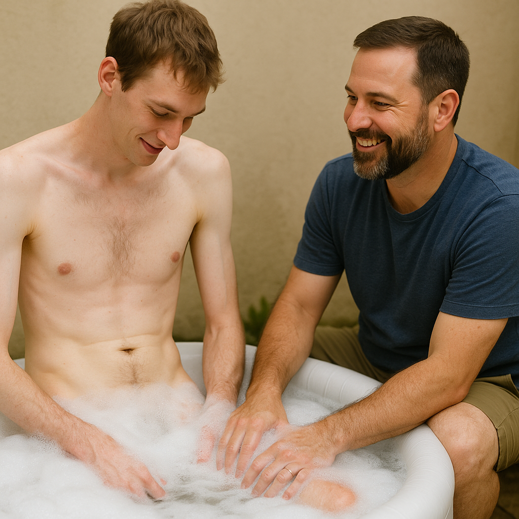 Bathing My Wifes Young Bull